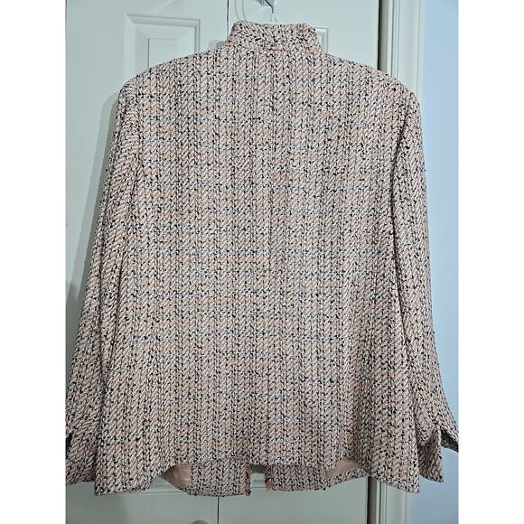 Blazer Silk & Rayon Peach Tweed Fringe Trim VTG 90's Mean Girls, Clueless READ - Picture 2 of 9